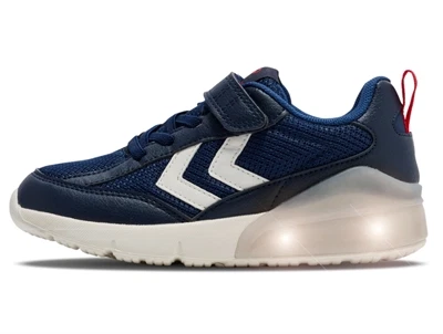 Hummel Daylight JR sneaker navy med blinklys i sålen og velcro