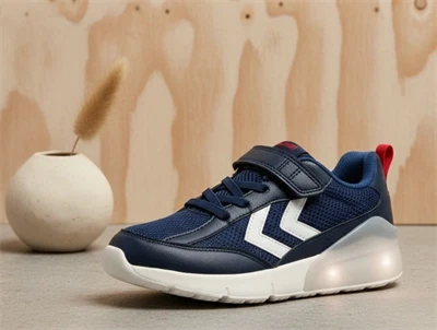 Hummel Daylight JR sneaker navy med blinklys i sålen og velcro