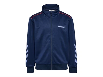 Hummel traeningsjakke i moerkeblaa med lynlaas og logo