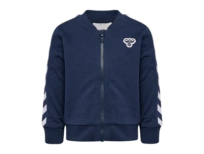 Hummel sweatjakke i mørkeblå med lynlås og broderet logo
