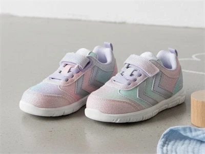 Hummel Crosslite Glitter sneaker rosa med glimmer og velcro