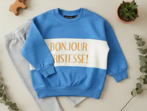 Mini Rodini sweatshirt bonjour tristesse blå