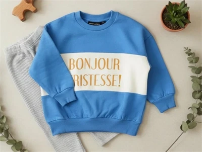 Mini Rodini sweatshirt bonjour tristesse blå