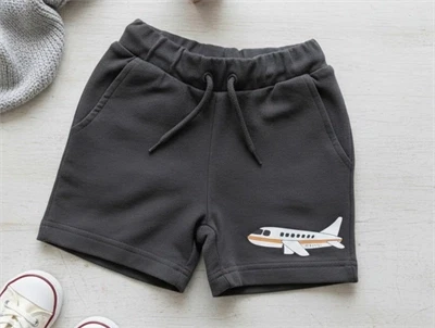Mini Rodini sweatshorts grå med flyvemaskine
