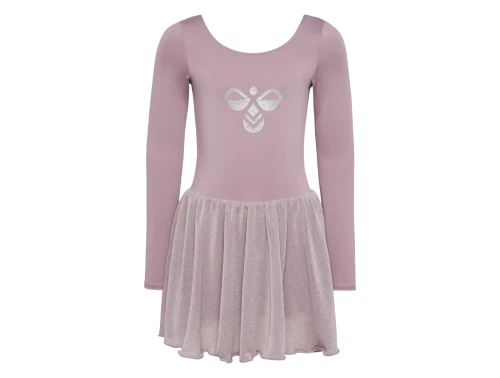 Hummel gymdragt i rosa nuance med glitterskørt og logo