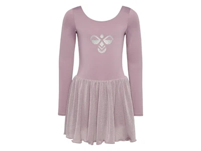 Hummel gymdragt i rosa nuance med glitterskørt og logo