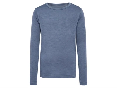 hummel langærmet bluse i blå flint stone nuance set forfra