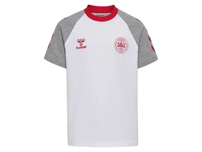 hummel t shirt hvid med dbu logo og graa ærmer