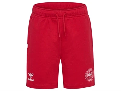 hummel shorts roed med dbu logo foran