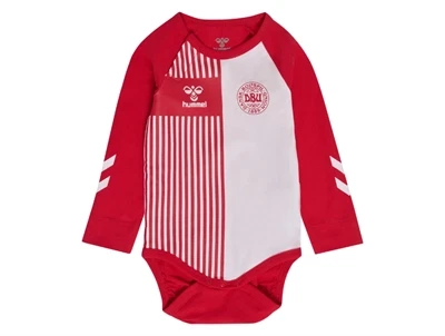 hummel body roed med DBU striber og lange aermer