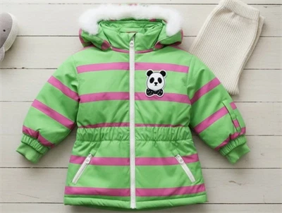 Mini Rodini green panda ski vinterjakke