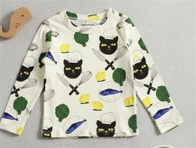 Mini Rodini multi chef cat print bluse