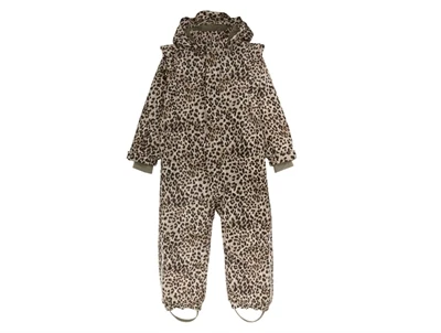 En Fant flyverdragt i pine bark med leopardprint og flæser