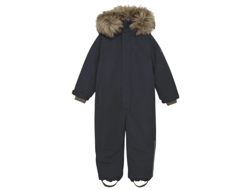 En Fant flyverdragt ebony med aftagelig pelskant set forfra