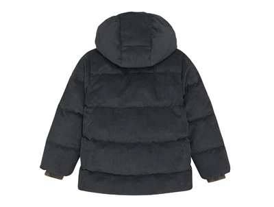 En Fant puffervinterjakke ebony i fløjl med kanalsyning set bagfra
