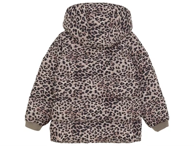 En Fant quiltet vinterjakke pine bark med leopardprint set bagfra