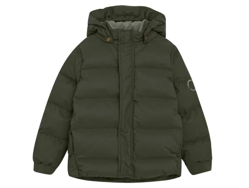 En Fant vinterjakke kambaba grøn med quiltet design set forfra
