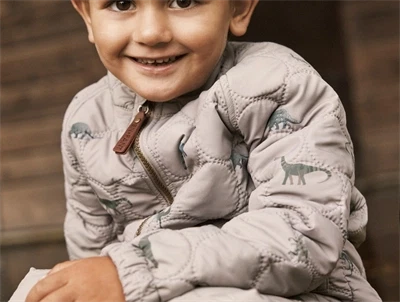 En Fant termosæt fungi med dinosaurprint i brug