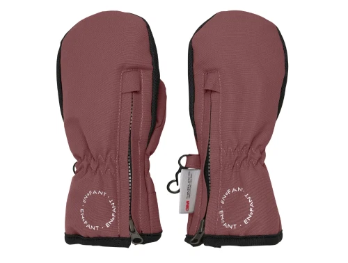 En Fant luffer i rose taupe med lynlås og sort greb, set fra siden