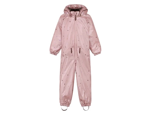 En Fant gummiflyverdragt i rosa nuance med print set forfra
