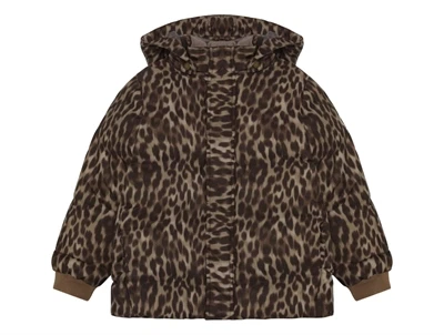 En Fant vinterjakke i brun nuance med leopardprint set forfra