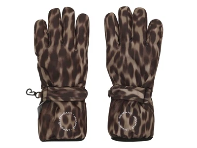 En Fant handsker i brun nuance med leopardprint set forfra