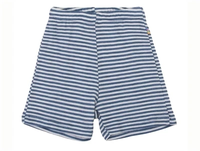 Joha shorts i blå og råhvid strib med elastik i taljen i uld og silke