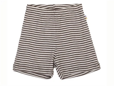 Joha shorts i brun og råhvid strib med elastik i taljen i uld og silke