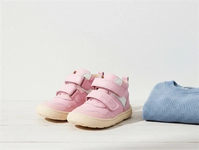 Bisgaard Becky barfodssneaker i rosa nuance med velcro