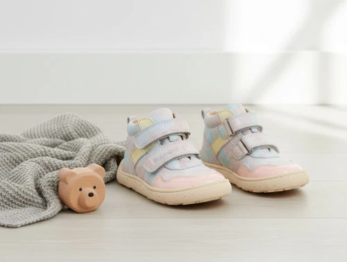 Bisgaard Becky barfodssneaker i pastelfarvet mønster med velcro