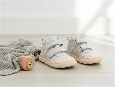 Bisgaard Becky barfodssneaker i pastelfarvet mønster med velcro