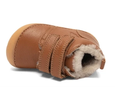 bisgaard Carter Lamb vinterbegyndersko cognac med dobbelt velcro