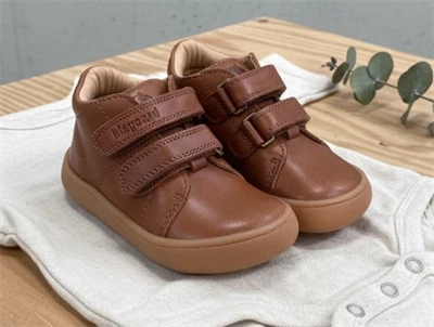 Bisgaard Dex barfodssko i cognac med velcro