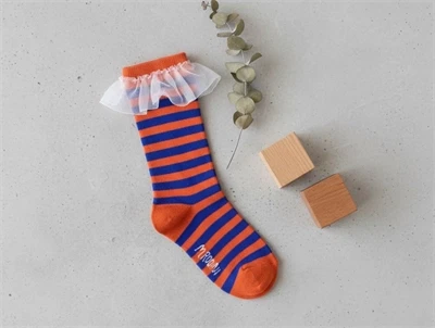 Mini Rodini multi stripe frill strømper