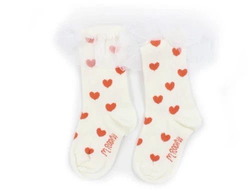Mini Rodini white heart frill strømper (2-pak)
