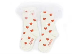 Mini Rodini white heart frill strømper (2-pak)