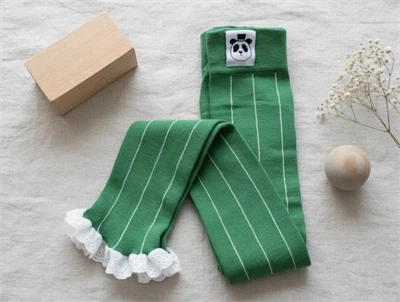 Mini Rodini green nålestribet blonde tights