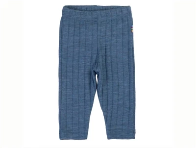 Joha leggings i blå nuance i uld og silke med ribstruktur