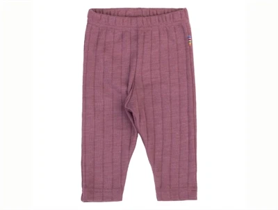 Joha leggings i lilla nuance i uld og silke med ribstruktur