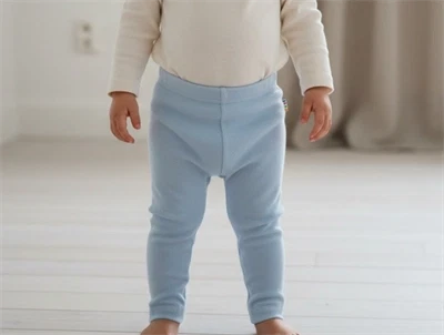 Joha uldleggings i blå med elastik i taljen