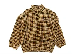 Mini Rodini beige dog houndstooth velour halfzip sweatshirt