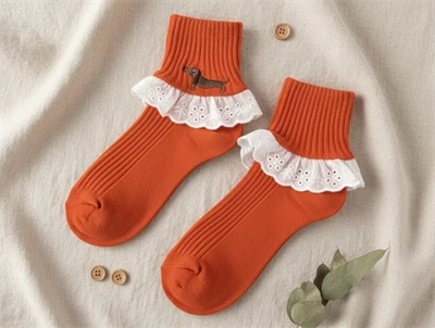 Mini Rodini red dog lace strømper