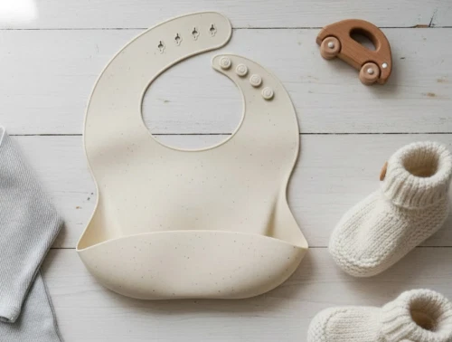 Mushie shifting sand terrazzo hagesmæk silikone