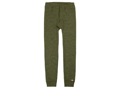 Joha uldleggings i mørk oliven merinould med elastik i taljen  