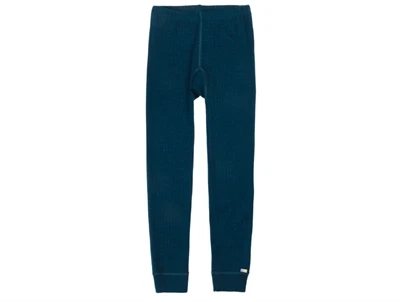 Joha uldleggings i mørk turkis merinould med elastik i taljen  