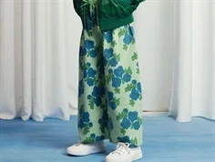 Mini Rodini bukser grøn med blå roser