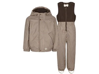 MarMar Copenhagen regnsæt brown stripe med fleecefor og lynlåslukning