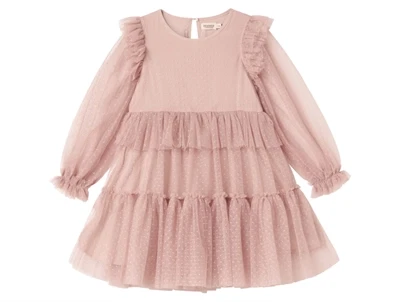 MarMar tylkjole faded rose med flæser og prikker forfra