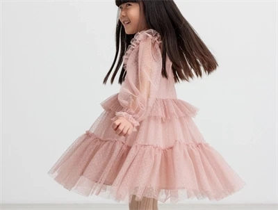 MarMar tylkjole i faded rose med flæser og prikker