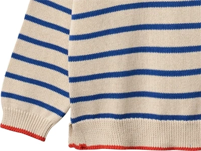 Detalje af Wheat Morgan striktrøje true blue stripe